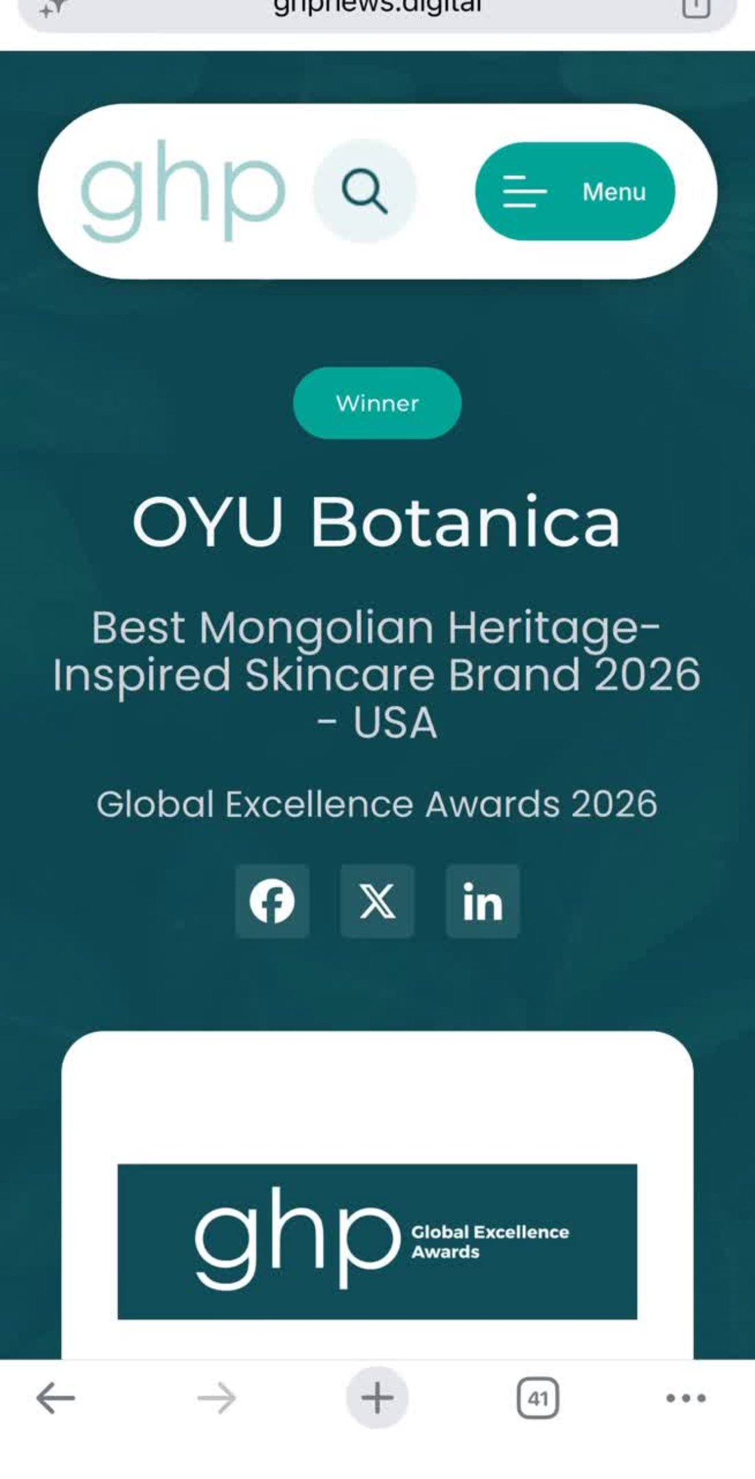 We Won: Best Mongolian Heritage-Inspired Skincare Brand 2026 — And Why That Title Matters