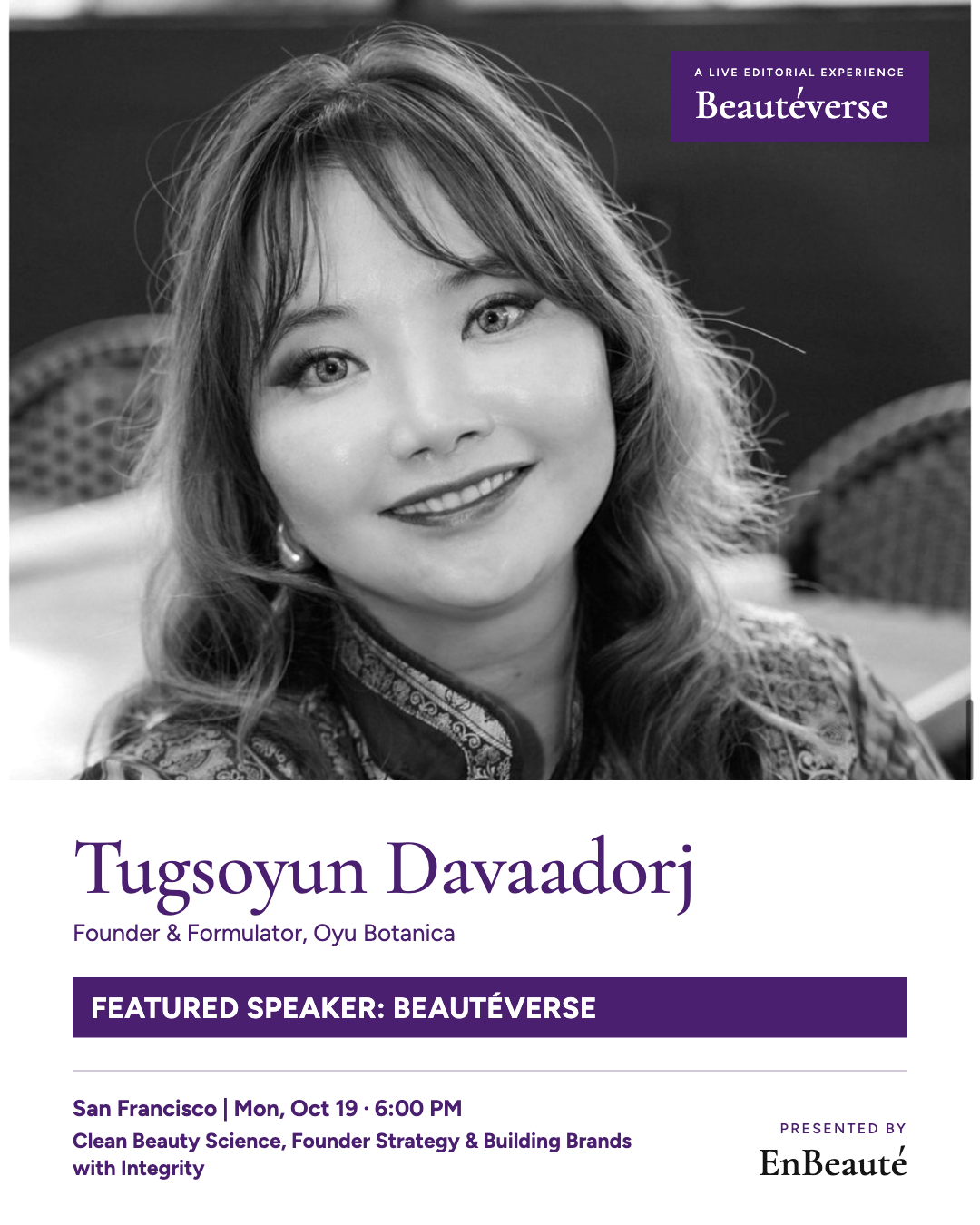 OYU Botanica Founder Tugsoo Davaadorj to Speak at Beautéverse San Francisco on Clean Beauty Science and Building Brands With Integrity