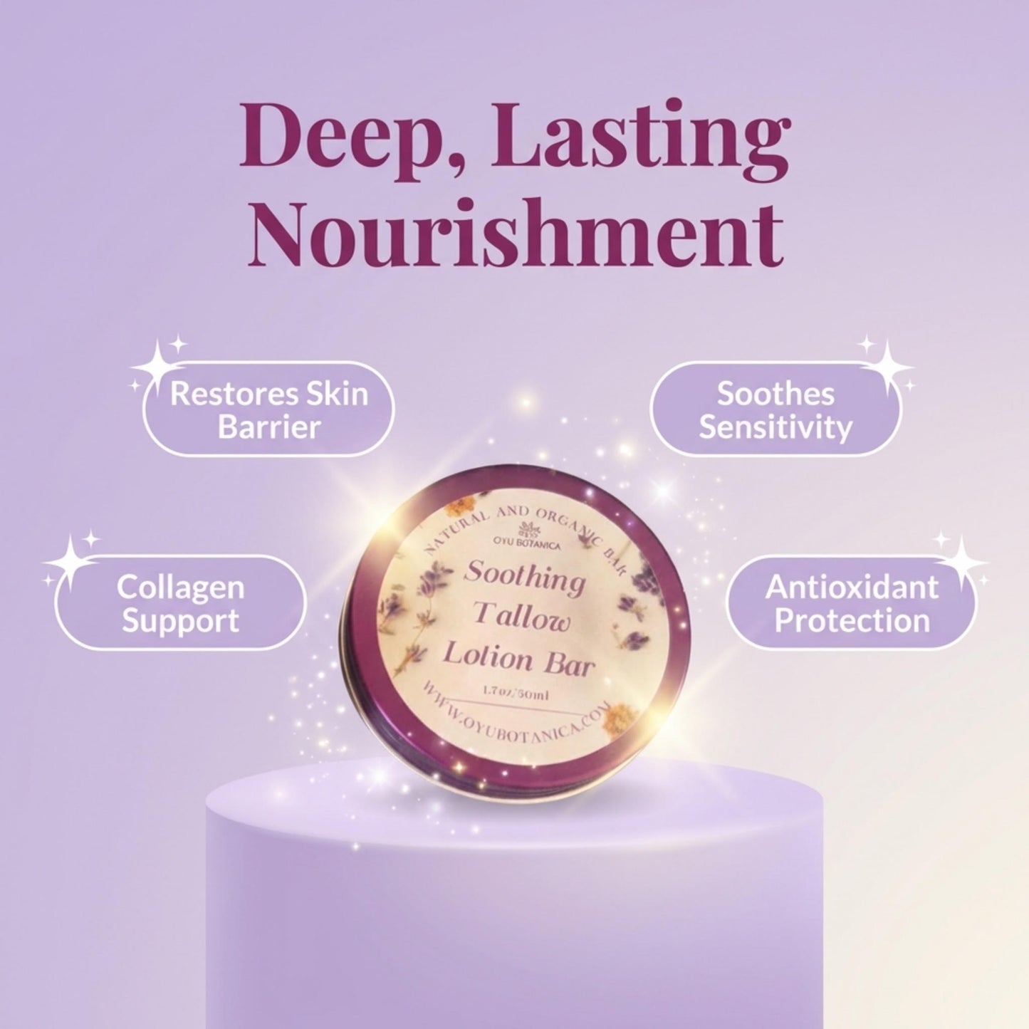 Handmade Nourishing Beef Tallow Lotion Bar – Rich Butter Blend, Fast-Absorbing for Elbows & Feet